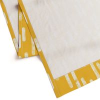 White on Mustard Yellow | Large Scale Inky Rounded Lines Pattern