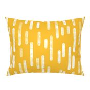 White on Mustard Yellow | Large Scale Inky Rounded Lines Pattern