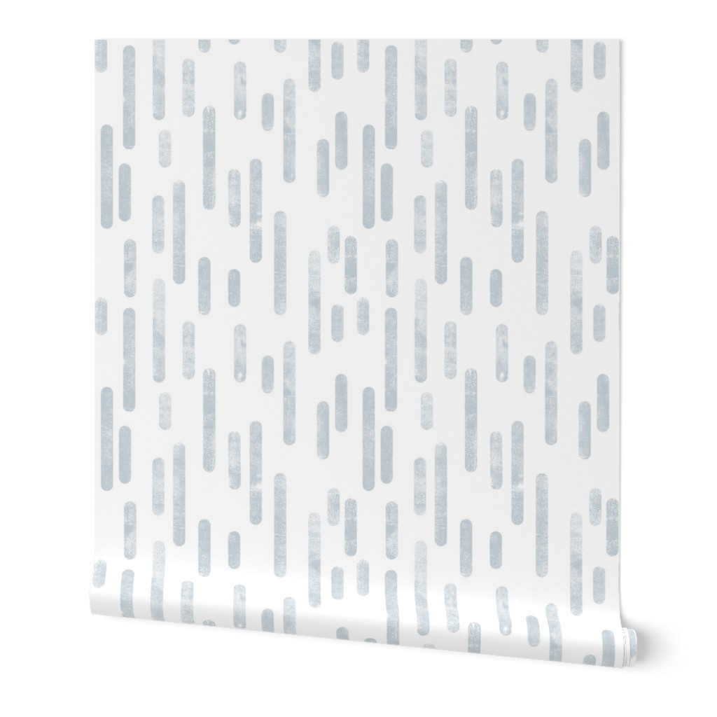 Dusty Blue on White Inky Rounded Lines Pattern