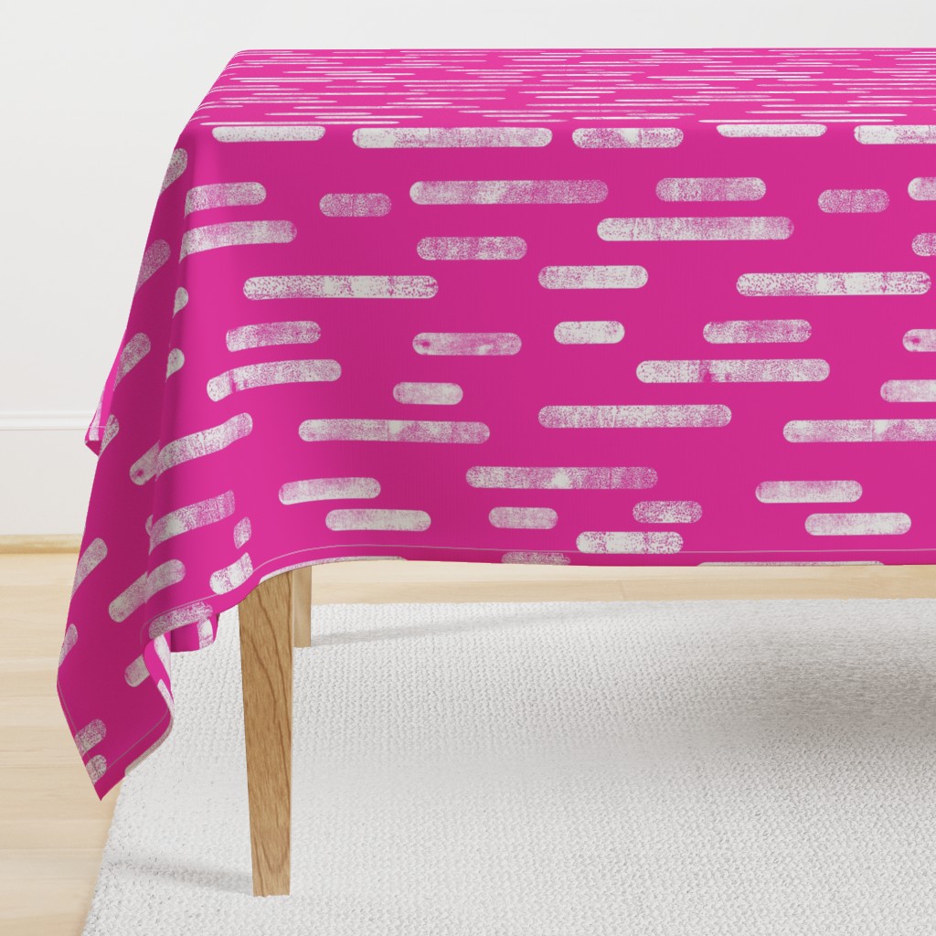 White on Bright Pink | Large Scale Inky Rounded Lines Pattern