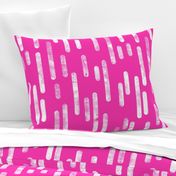 White on Bright Pink | Large Scale Inky Rounded Lines Pattern