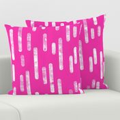 White on Bright Pink | Large Scale Inky Rounded Lines Pattern