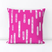 White on Bright Pink | Large Scale Inky Rounded Lines Pattern