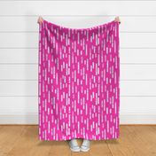 White on Bright Pink | Large Scale Inky Rounded Lines Pattern