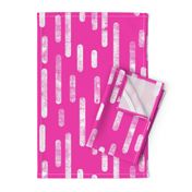 White on Bright Pink | Large Scale Inky Rounded Lines Pattern