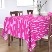 White on Bright Pink | Large Scale Inky Rounded Lines Pattern