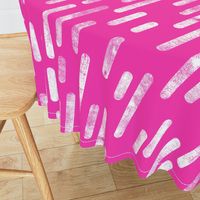 White on Bright Pink | Large Scale Inky Rounded Lines Pattern