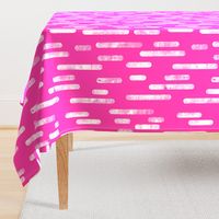 White on Bright Pink | Large Scale Inky Rounded Lines Pattern