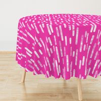 White on Bright Pink | Large Scale Inky Rounded Lines Pattern