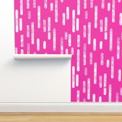 White on Bright Pink | Large Scale Inky Rounded Lines Pattern