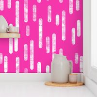 White on Bright Pink | Large Scale Inky Rounded Lines Pattern