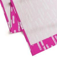 White on Bright Pink | Large Scale Inky Rounded Lines Pattern