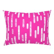 White on Bright Pink | Large Scale Inky Rounded Lines Pattern