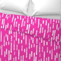 White on Bright Pink | Large Scale Inky Rounded Lines Pattern