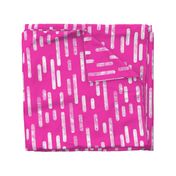 White on Bright Pink | Large Scale Inky Rounded Lines Pattern