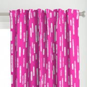 White on Bright Pink | Large Scale Inky Rounded Lines Pattern