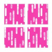 White on Bright Pink | Large Scale Inky Rounded Lines Pattern