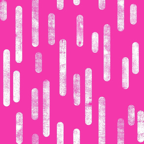 White on Bright Pink | Large Scale Inky Rounded Lines Pattern