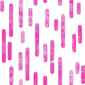 Bright Pink on White | Large Scale Inky Rounded Lines Pattern