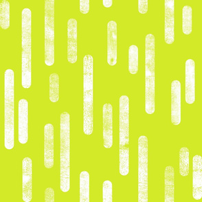 White on Bright Lime Green | Large Scale Inky Rounded Lines Pattern