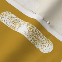 White on Old Gold | Large Scale Inky Rounded Lines Pattern