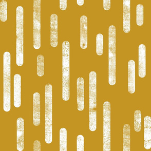 White on Old Gold | Large Scale Inky Rounded Lines Pattern