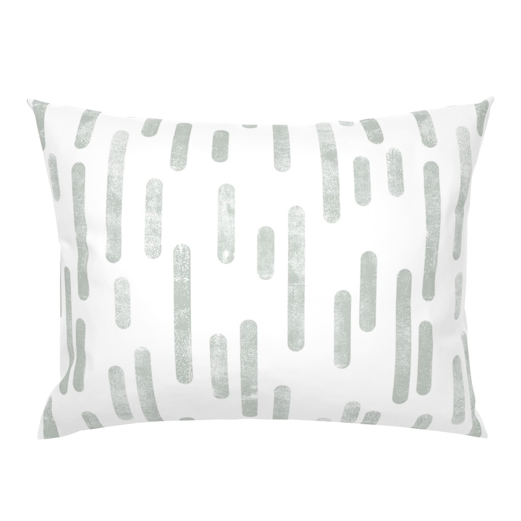 Gray-Green on White | Large Scale Inky Rounded Lines Pattern