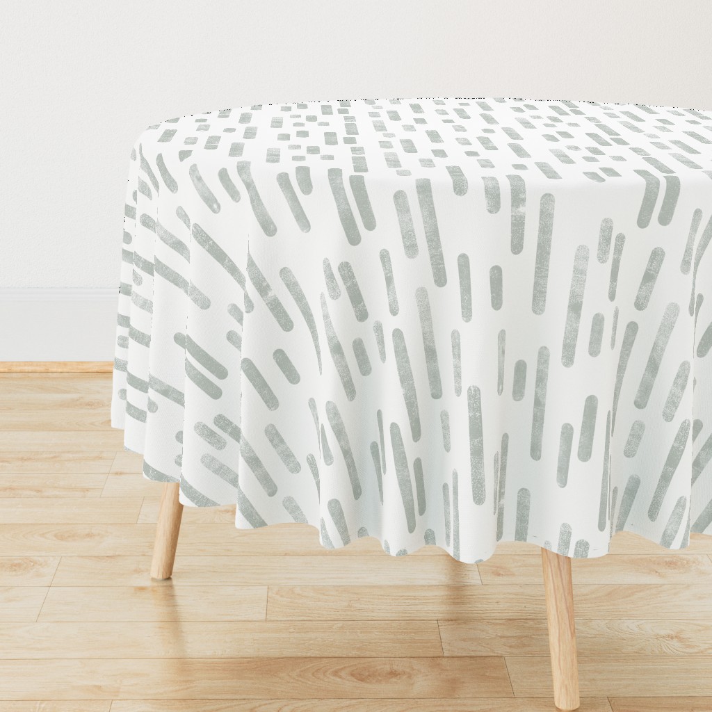 Gray-Green on White | Large Scale Inky Rounded Lines Pattern