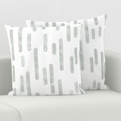 Gray-Green on White | Large Scale Inky Rounded Lines Pattern