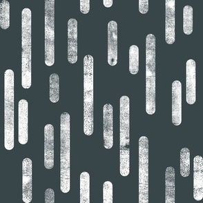 White on Dark Gray-Green | Large Scale Inky Rounded Lines Pattern