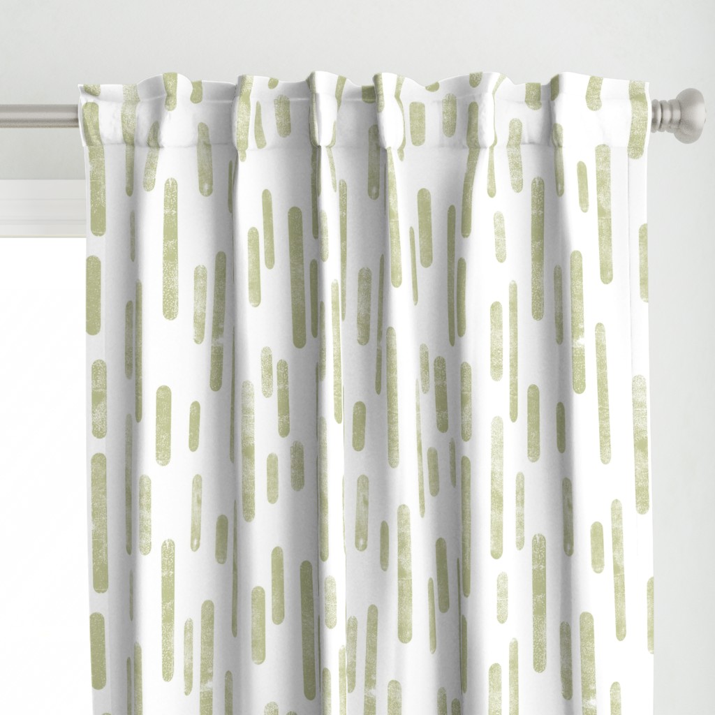 Pale Pistachio on White | Large Scale Inky Rounded Lines Pattern