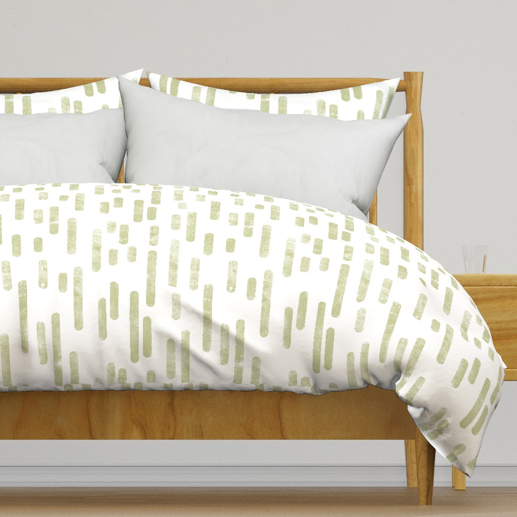 Pale Pistachio on White | Large Scale Inky Rounded Lines Pattern