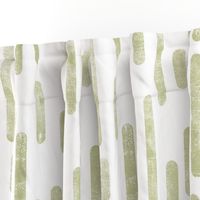 Pale Pistachio on White | Large Scale Inky Rounded Lines Pattern