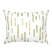 Pale Pistachio on White | Large Scale Inky Rounded Lines Pattern