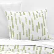 Pale Pistachio on White | Large Scale Inky Rounded Lines Pattern