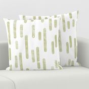 Pale Pistachio on White | Large Scale Inky Rounded Lines Pattern