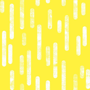 White on Bright Yellow | Large Scale Inky Rounded Lines Pattern