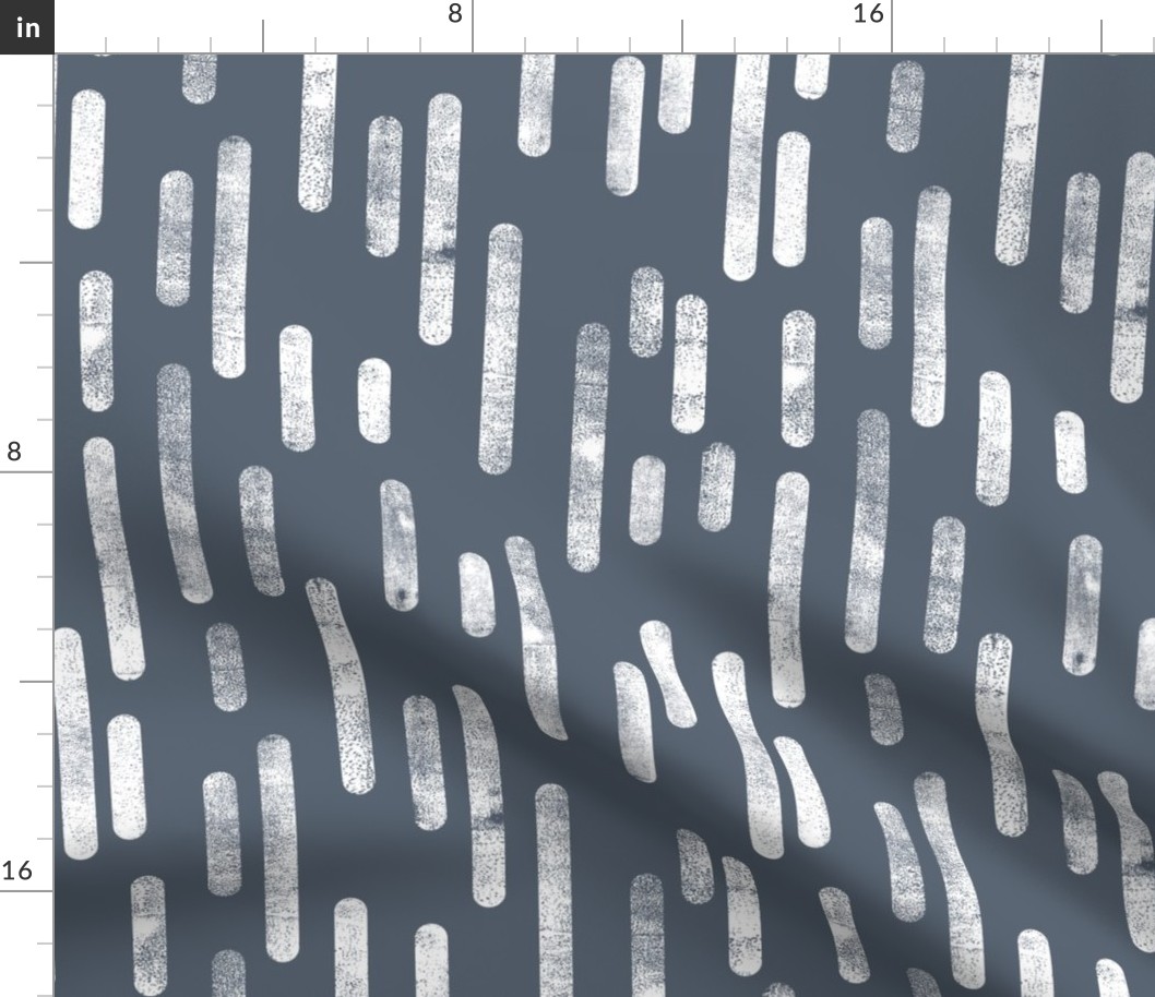 White on Blue-Gray Inky Rounded Lines Pattern