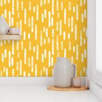 White on Mustard Yellow Inky Rounded Lines Pattern