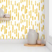 Mustard Yellow on White Inky Rounded Lines Pattern