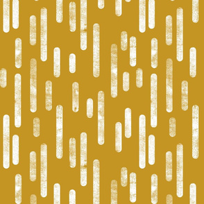 White on Old Gold Inky Rounded Lines Pattern