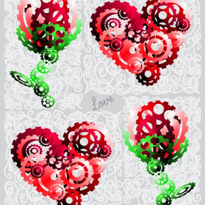 large 3D Cog hearts and roses with words