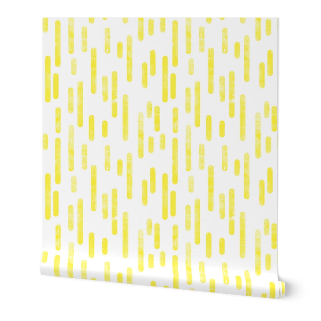 Bright Yellow on White Inky Rounded Lines Pattern