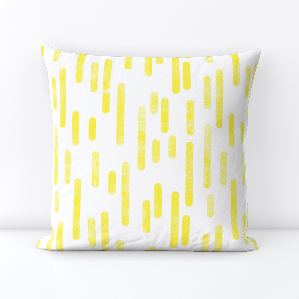 Bright Yellow on White Inky Rounded Lines Pattern