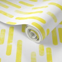 Bright Yellow on White Inky Rounded Lines Pattern