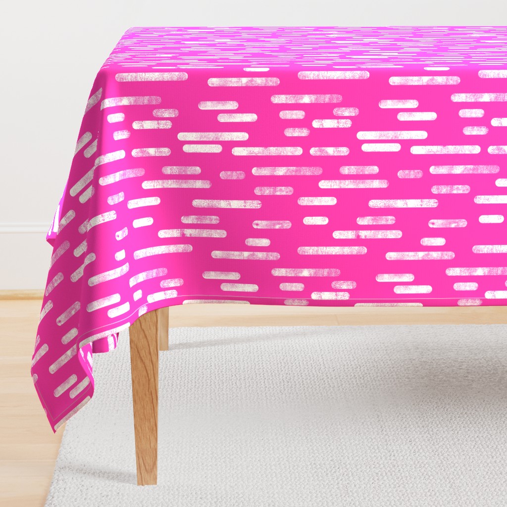 White on Bright Pink Inky Rounded Lines Pattern