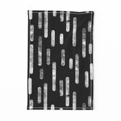 White on Black | Large Scale Inky Rounded Lines Pattern