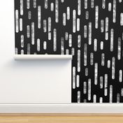 White on Black | Large Scale Inky Rounded Lines Pattern