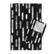 White on Black | Large Scale Inky Rounded Lines Pattern