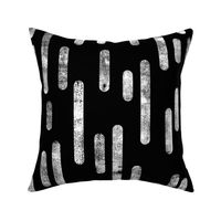 White on Black | Large Scale Inky Rounded Lines Pattern